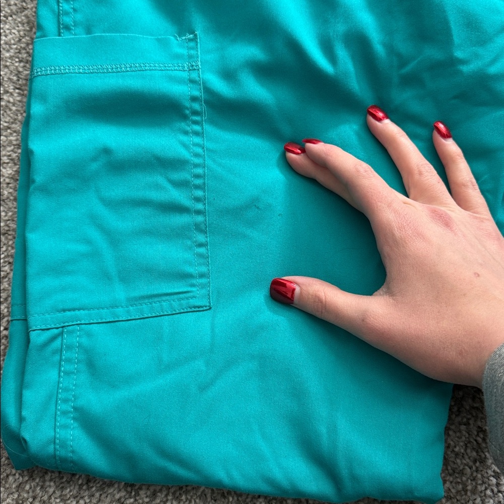 3 Small Tall Teal Scrub Pants - Picture 3 of 3